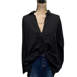 Risen black oversized button down long sleeve shirt